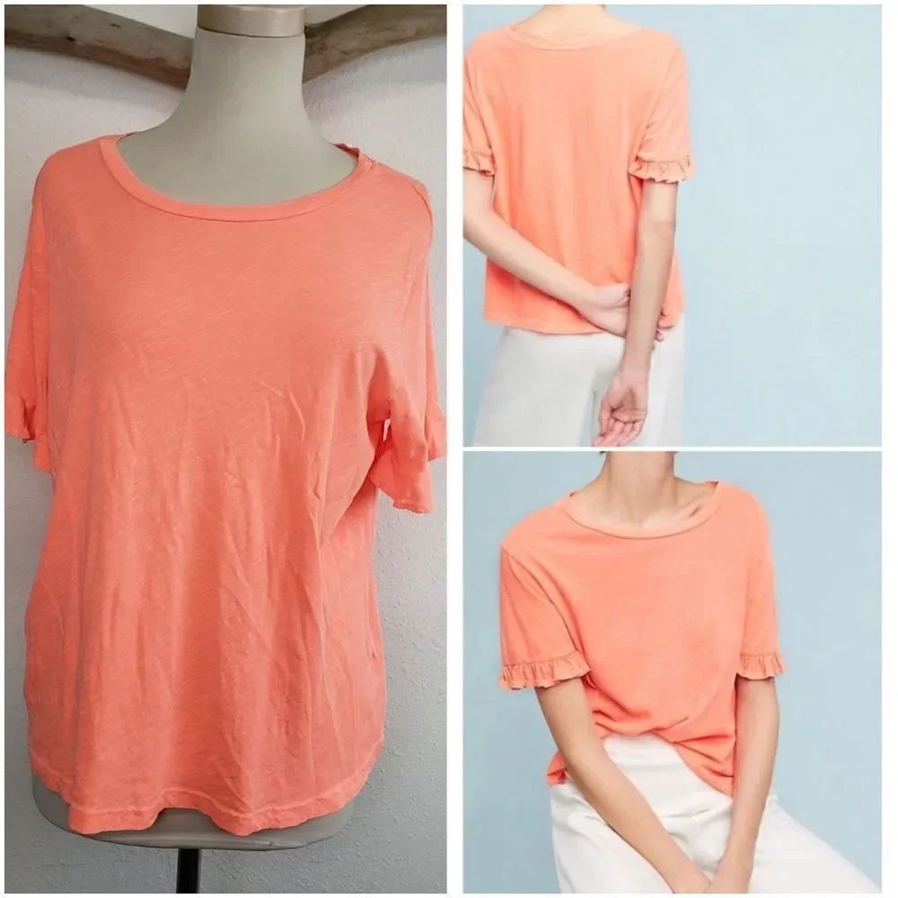 Anthropologie sundry ruffle sleeve tee orange